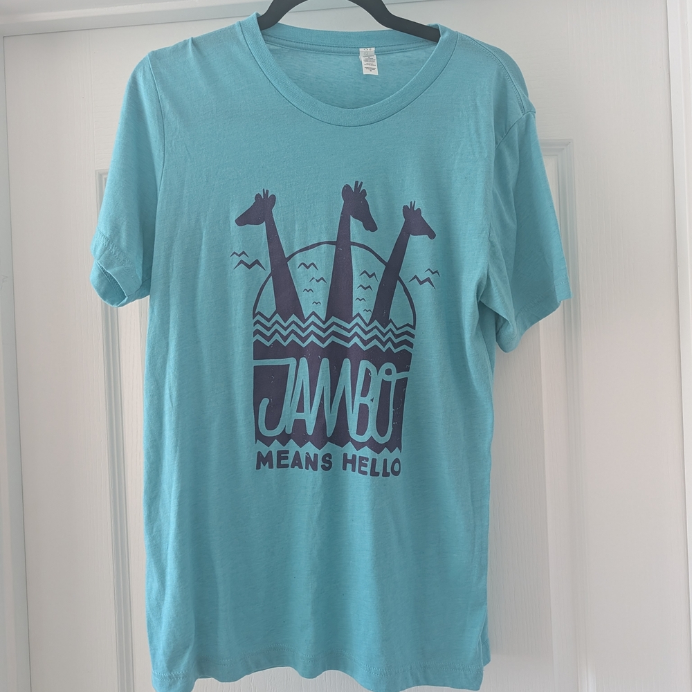 Women's Disney inspired Turquoise Graphic Tee with Giraffes - Jambi Design